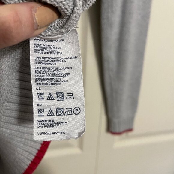 Tommy Hilfiger Women's Gray Chunky Y2K Embroidered Logo Ribbed Sweater Medium - Picture 5 of 6